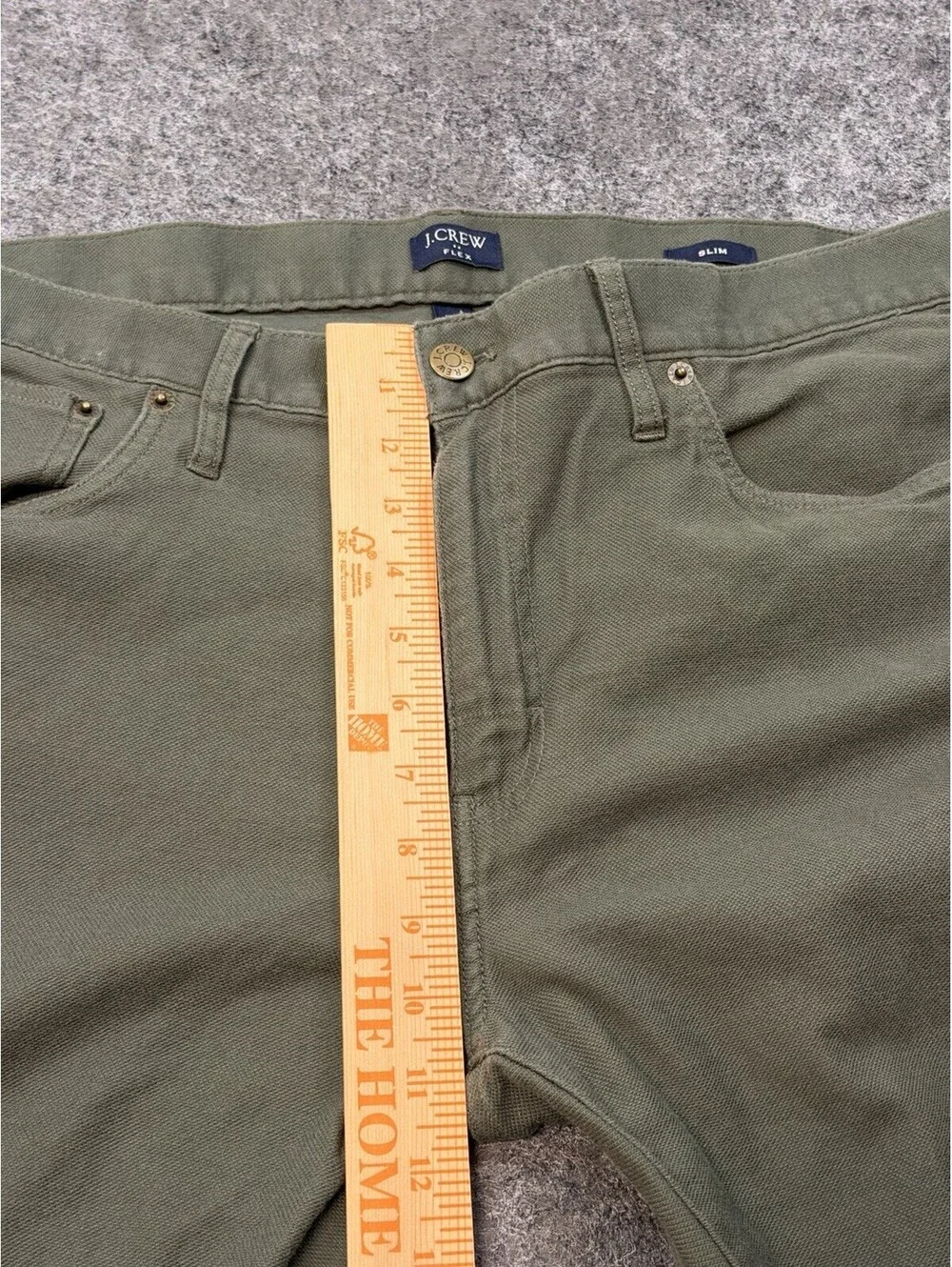 J.Crew Flex Slim 5 Pocket Pants Mens 36x30 Olive Green Stretch Casual Chinos
